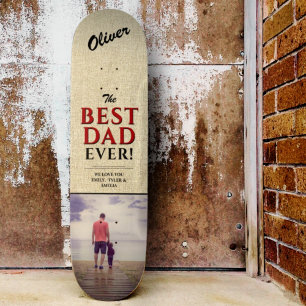 Rustiskt bästa Pappa någonsin, typografiskt foto Mini Skateboard Bräda 18,5 Cm