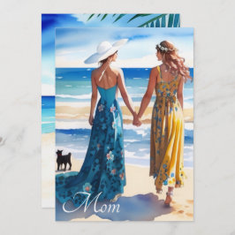 Rustiskt blått och Gult Mors dag-kort för vattenfä