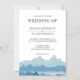 Rustiskt blått vattenfärgsbergsområde magnetisk inbjudningskort