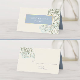 Rustiskt Blommigt Dusty Blue Bröllop Place Card Placeringskort