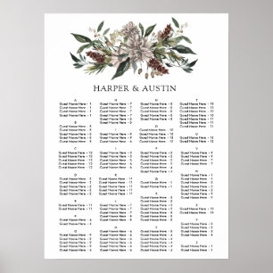 Rustiskt Blommigt, vinter-bröllopsdiagram Poster