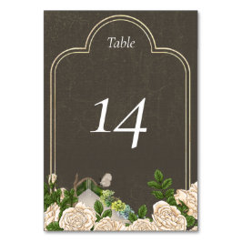 Rustiskt Bordsnummer-kort ro och lichens bröllop Bordsnummer