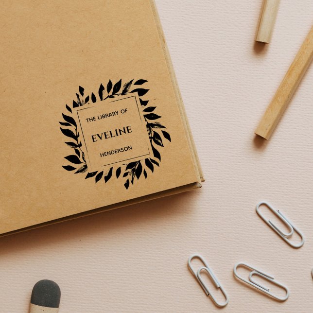 Rustiskt botaniskt Löv Modern Elegant Anpassningsb Självfärgande Stämpel (Skapare uppladdad)