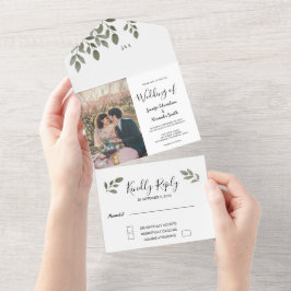 Rustiskt botaniskt monogrammat foto bröllop