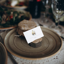 Rustiskt Bröllop-monteringskort för höstfärg Gräs Visitkort