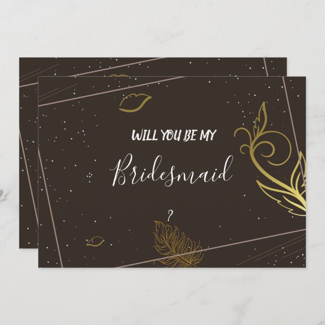 Rustiskt brun och vit Bridesmaid Inbjudningar (Fram/baksida)