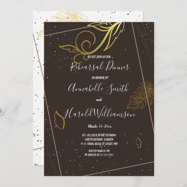 Rustiskt brun och vit Rehearsal Middag Inbjudningar (Fram/baksida)