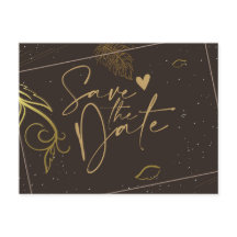 Rustiskt brun och vit Spara datum meddelande