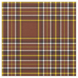 Rustiskt brun plaid, med guld/vit/svart rand tyg