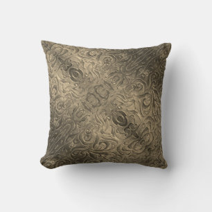 Rustiskt brunläder, westerna land, mönster kudde