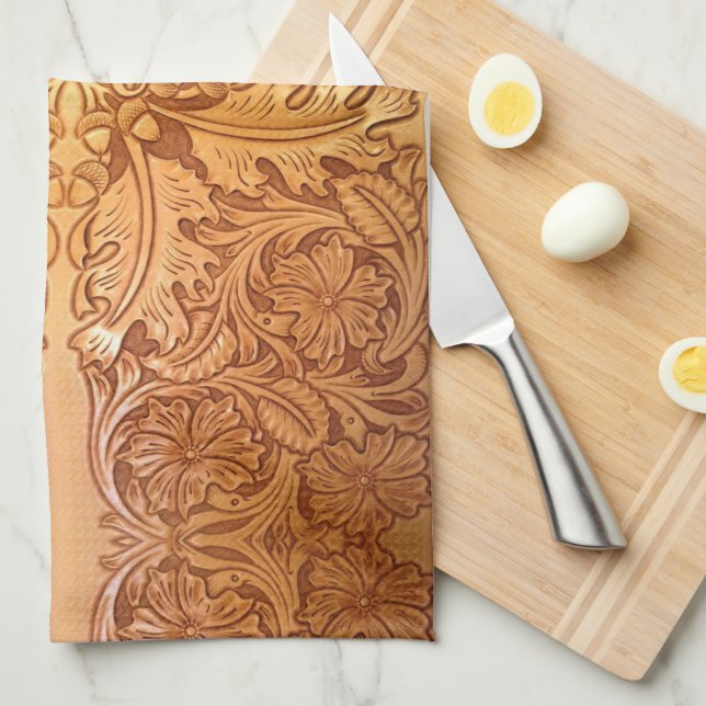 Rustiskt brunt westernt lädertryck i land kökshandduk (Vikt i Fjärdedel)