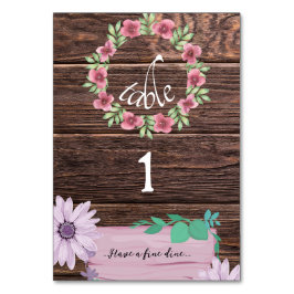 Rustiskt brunträskort med monogram Bordsnummer