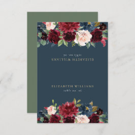 Rustiskt burgundy- och marinblått gästkort Namn Inbjudningar