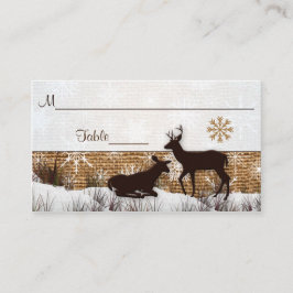 Rustiskt Burlap, Snöflingor och Hjort Bröllop-mont Placeringskort