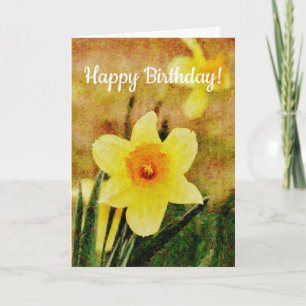 Rustiskt Daffodil Flower Art Birthday Card Kort