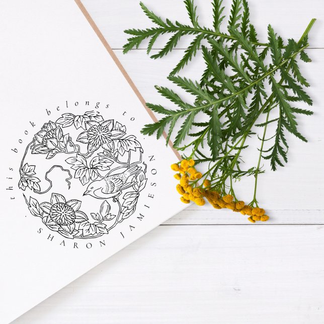 Rustiskt delikat Blommigt Eget namn på fåglar Bibl Stämpel (Skapare uppladdad)