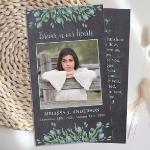 Rustiskt Eucalyptus Slate Memorial Prayer Card