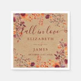 Rustiskt fall i Kärlek höstfälla Blommigt Löv Pappersservett