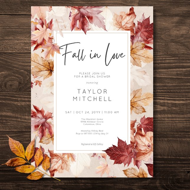 Rustiskt fall i Möhippan för flygplaster i Kärlek Inbjudningar (Rustic Fall In Love Fall Cream Bridal Shower Invitation)