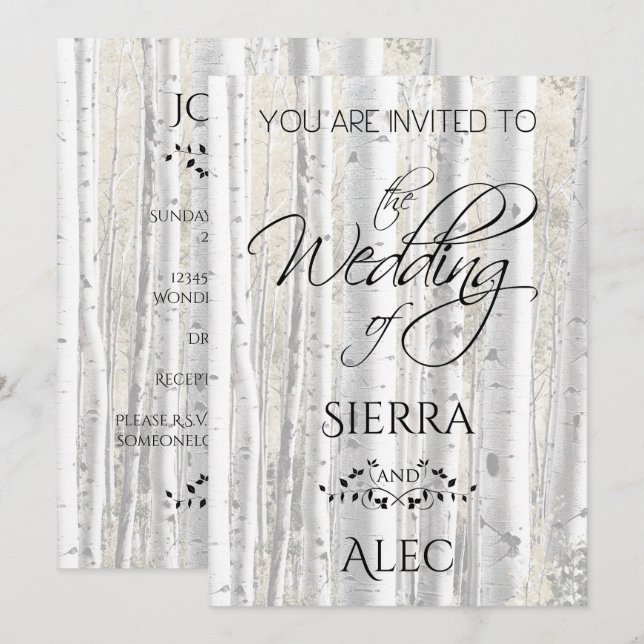 Rustiskt färgad vit fågel, Träd Inbjudningar (Fram/baksida)