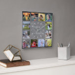 Rustiskt färgkort Fotokollage monogram Fyrkantig Klocka<br><div class="desc">Fotokollage för Anpassningsbar i familjen på den rustiska bakgrundsklockan för krita.
Lägg till egna personliga foton och namn för att anpassa klockan så skapar du en mycket personlig och unik klocka.</div>