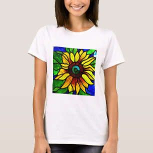 Rustiskt fastfärgat glasutseende Land Solros T Shirt