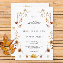 Rustiskt fet Fall Blommigt Utandning Bröllop Inbjudningar