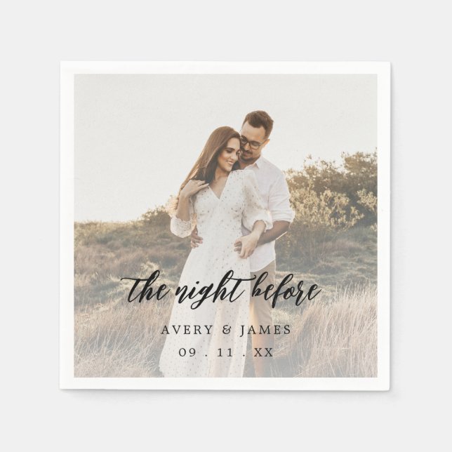 Rustiskt foto natten före repetitionsmiddagen pappersservett (Framsidan)