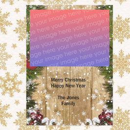 Rustiskt fotopatkort med platt Helgdag Julkort