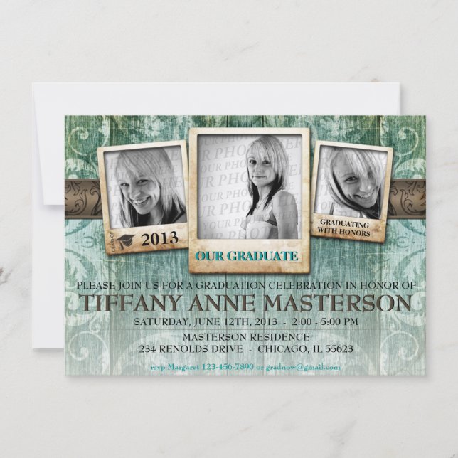 Rustiskt fotoutsägning Studenten i Inbjudan (Framsida)