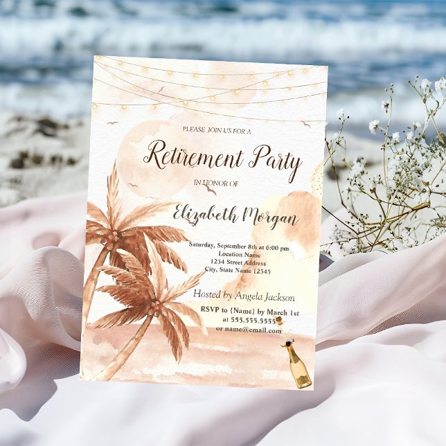 Rustiskt Handflatan,Bubblor,Vin Pension Party Inbjudningar (Skapare uppladdad)