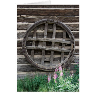 Rustiskt hjulkort hälsningskort