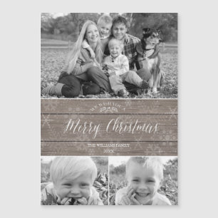 Rustiskt julfotokort med magnetfotografi