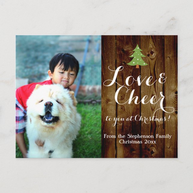 Rustiskt julfotopapport för Helgdag Helg Vykort (Framsida)