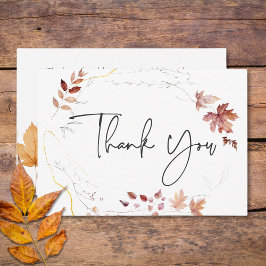 Rustiskt känslig Burgundy Rust Höst löv Bröllop Tack Kort
