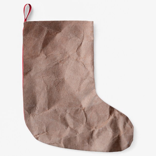 Rustiskt krumlad papper liten julstrumpa (Framsidan)