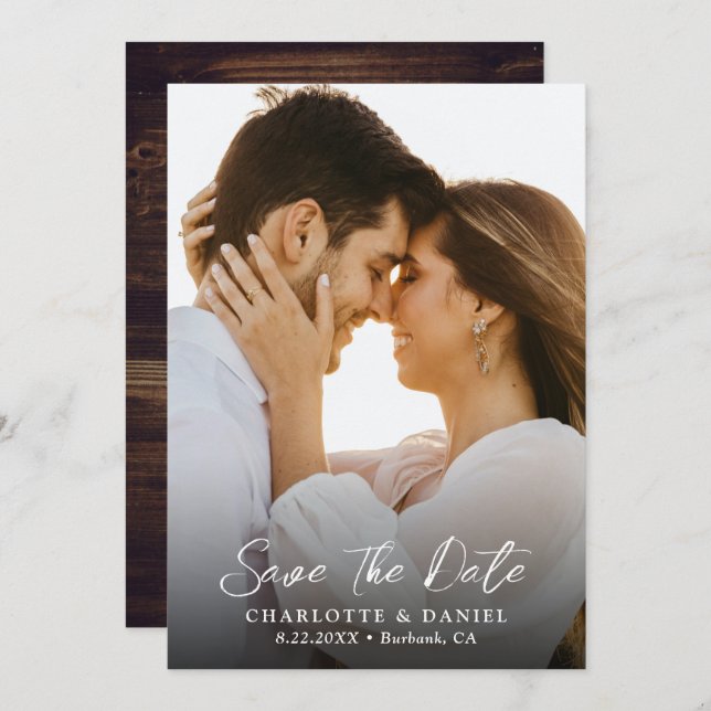 Rustiskt Landsbyggsbröllop Foto Spara datumkort Spara Datumet (Fram/baksida)