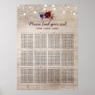 Rustiskt Landsbyggsbröllopets sittdiagram Poster
