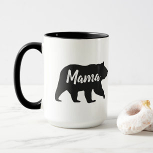 Rustiskt Mamma Bear Simple Black and White Coffee Mugg