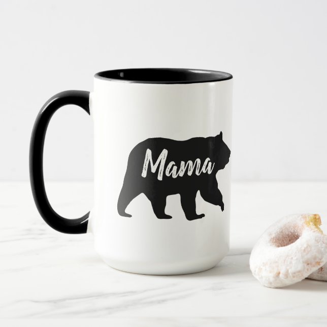 Rustiskt Mamma Bear Simple Black and White Coffee  Mugg (Med munk)