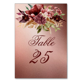 Rustiskt metallhaltigt ro guld terracotta rosor bordsnummer