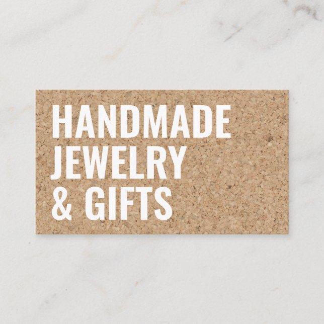 Rustiskt modernt brun kork handgjord med vitt fet  visitkort (Framsida)
