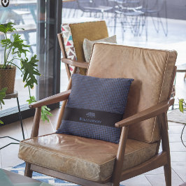 Rustiskt monogram björn | Blå svart Kudde