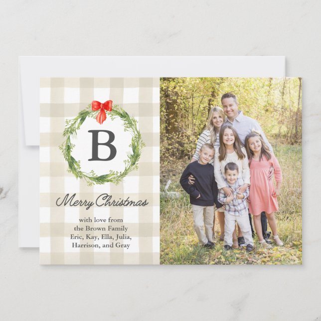 Rustiskt, naturligt julfotoport inbjudningar (Framsida)