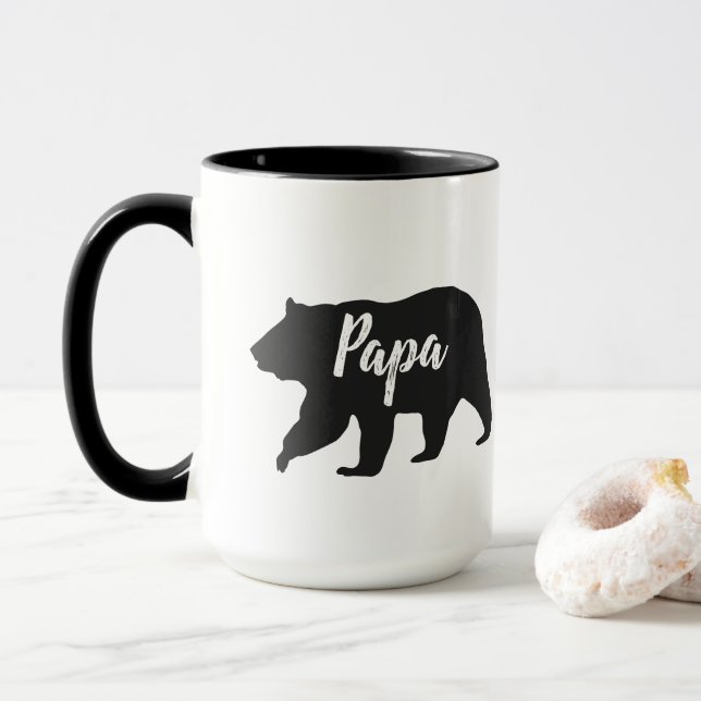 Rustiskt Pappa Bear Simple Black and White Mugg (Med munk)