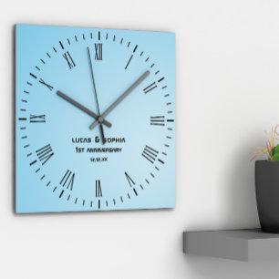 Rustiskt Pappert 1:a Bröllop-årsjubileum, väggkloc Rund Klocka