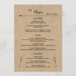 Rustiskt Pappert Bröllop-platta menykort för Bord Meny
