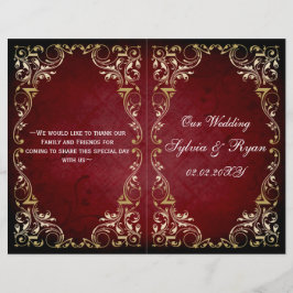 Rustiskt, rödfärgat, guld-Bröllopsprogram