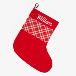 Rustiskt rött anpassat namn stor julstrumpa