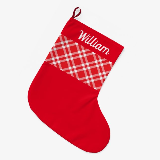 Rustiskt rött anpassat namn stor julstrumpa (Framsidan (Hängande))